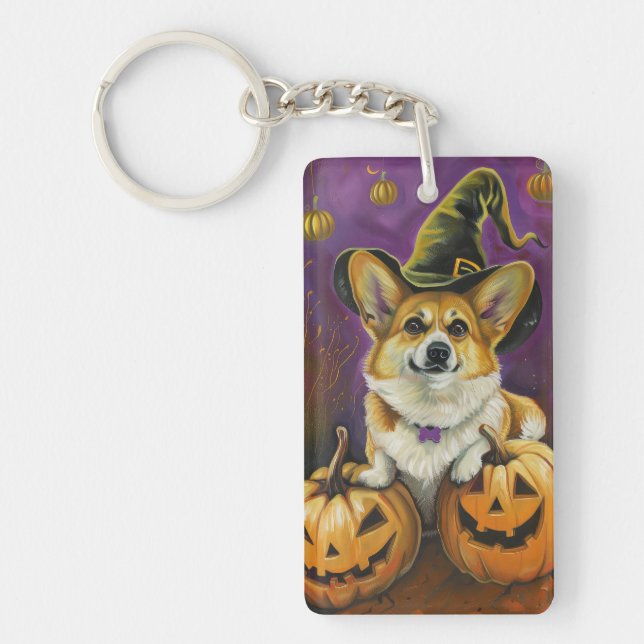 Éffrayant Corgi Chien Halloween Citrouille sorcier (Devant)