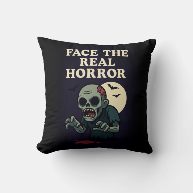 Éffrayant Cute Zombie Halloween Coussin - Fun & Cr (Recto)