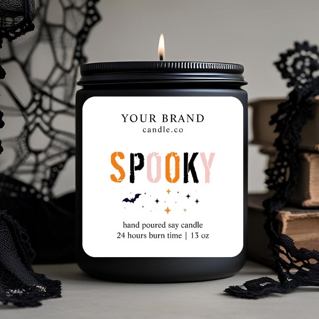 Éffrayant Étiquette de bougie d'Halloween | Minima (Créateur téléchargé)