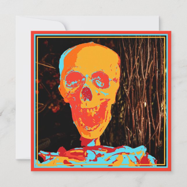 Éffrayant Halloween Modèle d'invitation crâne (Devant)