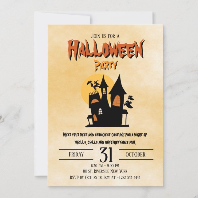 Éffrayant Happy Costume d'Halloween Invitation 2 (Devant)