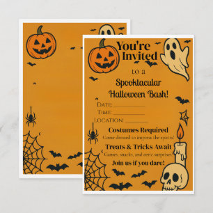 Éffrayant Invitation Halloween Bash Fantômes et