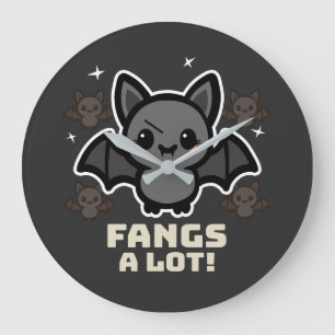 Éffrayant Kawaii Bat Halloween Grande horloge