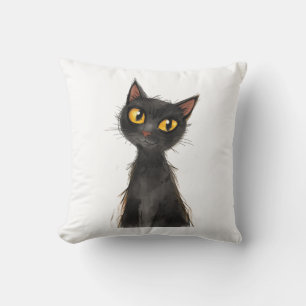 Éffrayant Oreiller à lancer de chat noir Halloween