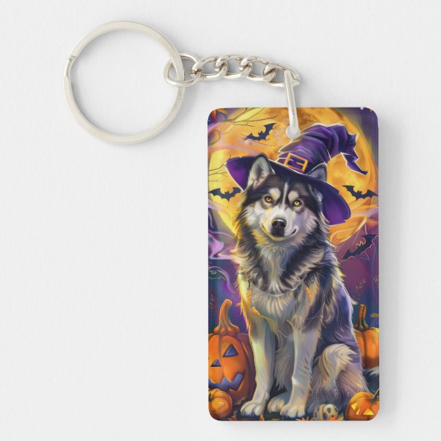Éffrayant Sibérie Husky Chien Halloween Citrouille (Devant)