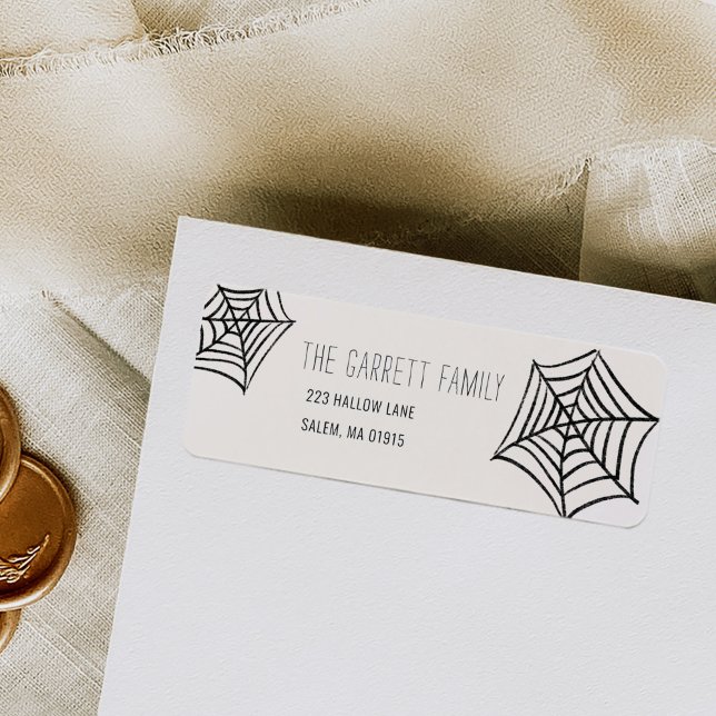 Éffrayant Spider Web Illustration Adresse de retou (Spooky Spider Web Illustration Return Address Label)