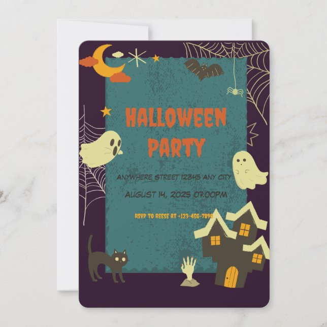 Éffrayant Thèmes Invitation de la fête d'Halloween (Devant)
