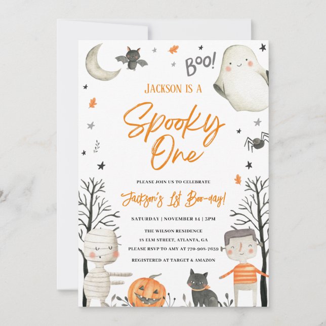 Éffrayant Un Halloween 1er Anniversaire Invitation (Devant)