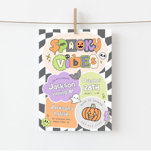 Éffrayant Vibes Halloween Anniversaire Invitation