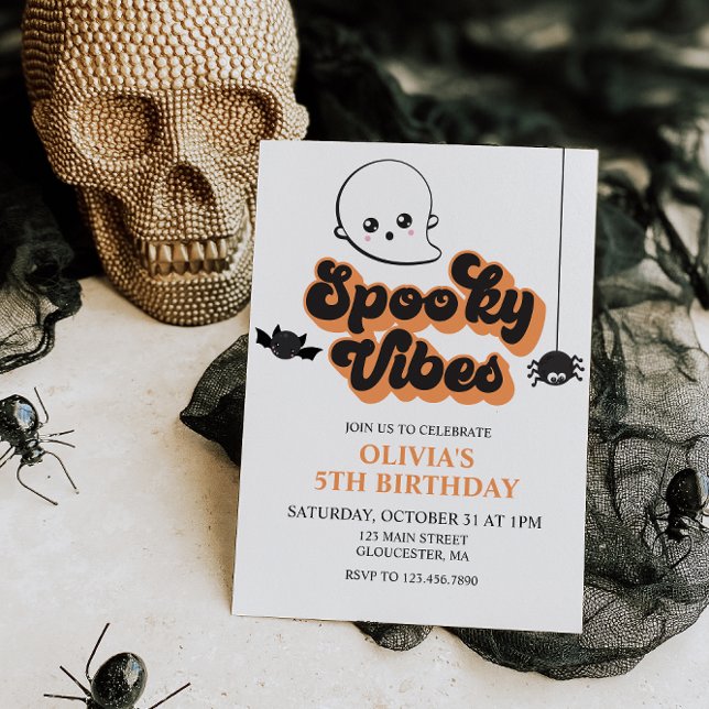 Éffrayant Vibes Halloween Anniversaire Invitation (Créateur téléchargé)
