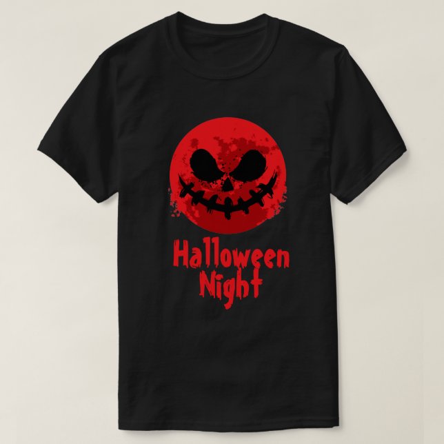 Éffrayant visage en Lune Rouge Joyeux T-shirt Hall (Design devant)