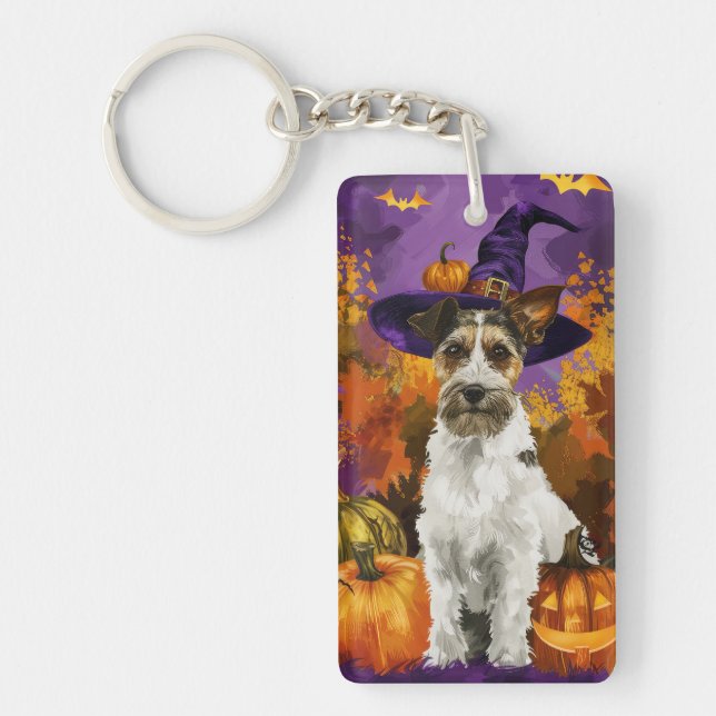 Éffrayant Wirefox Terrier Chien Halloween Citrouil (Devant)