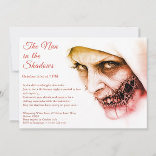 Éffrayante Nun Halloween Invitation Haunting Relig