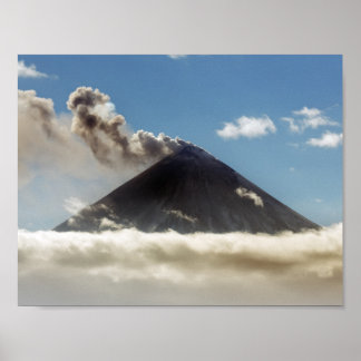 Effusive eruption Klyuchevskoy Volcano. Kamchatka Poster