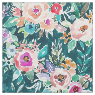 EFFUSIVE FLORAL Bold Colourful Boho Watercolor Fabric