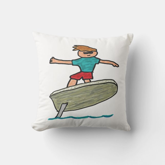 Efoil Surfing Throw Pillow (Front)