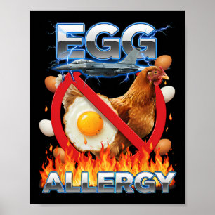 Egg Allergy Egg Free Funny Chicken Food Allergy Fo Poster