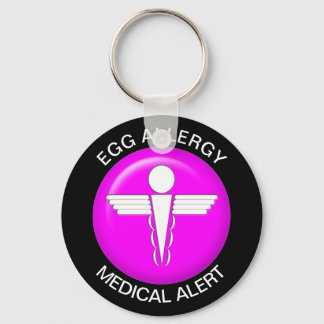 Egg Allergy Medical Alert Pink Keychain