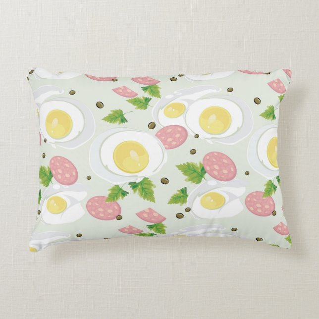Egg and Sausage Pattern Accent Pillow (Front)