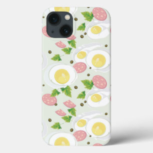 Egg and Sausage Pattern iPhone 13 Case