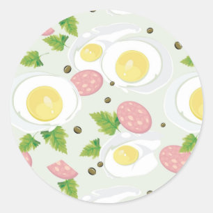 Egg and Sausage Pattern Classic Round Sticker