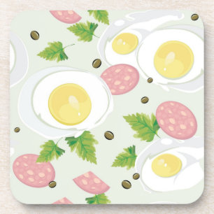 Egg and Sausage Pattern Coaster