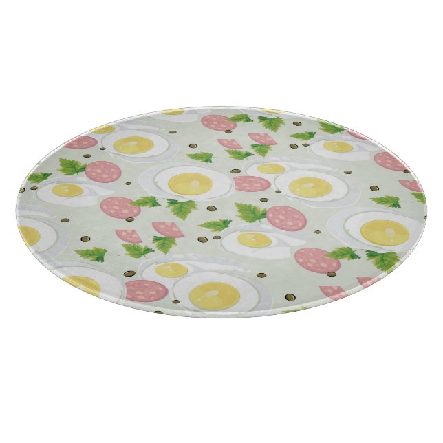 Egg and Sausage Pattern Cutting Board (Corner)