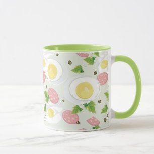 Egg and Sausage Pattern Mug