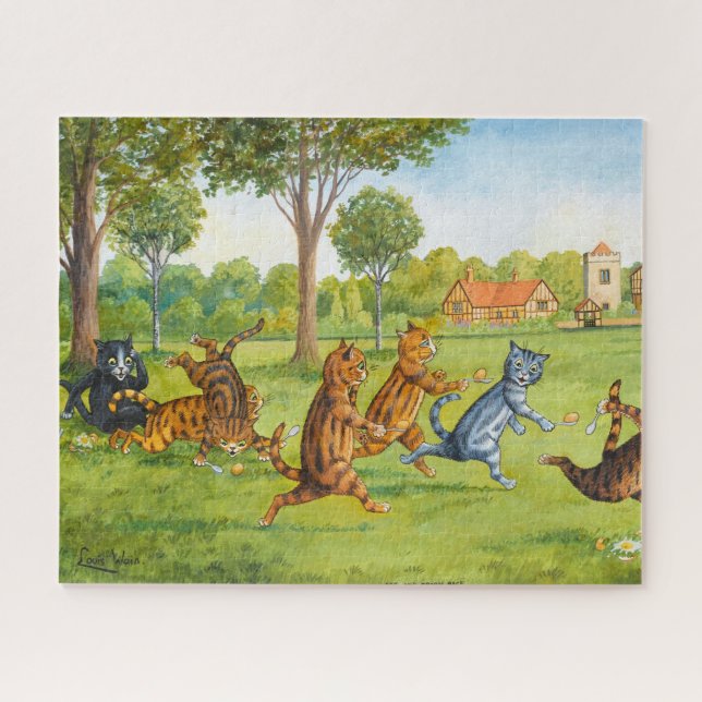 Egg and Spoon Race by Louis Wain Jigsaw Puzzle (Horizontal)