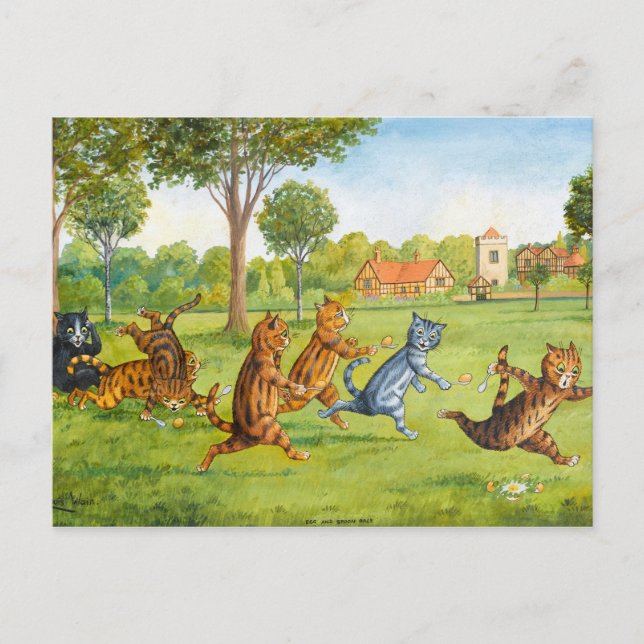 Egg and Spoon Race by Louis Wain Postcard (Front)