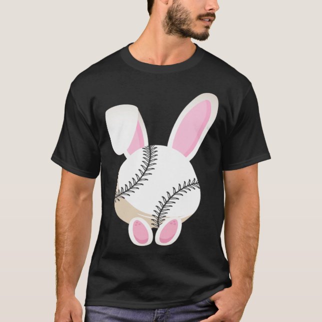Egg Baseball Rabbit Bunny Ears Funny Easter Day Pl T-Shirt (Front)