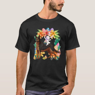 Egg Basket Rabbit Riding Becgie Germany Dog Happy T-Shirt