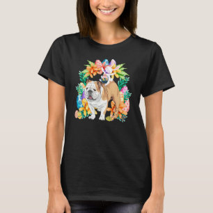 Egg Basket Rabbit Riding English Bulldog Happy Eas T-Shirt