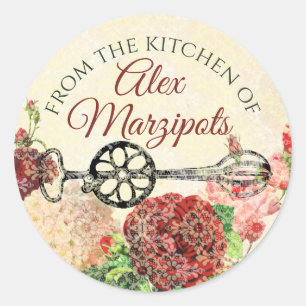 Egg beater flower from the kitchen of personalized classic round sticker