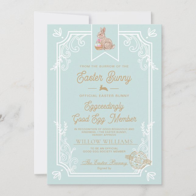 Egg Blue Easter Good Egg Carte de Certificat Membr (Devant)