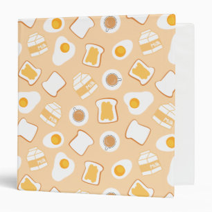 Egg, Bread, Milk, Coffee Breakfast Pattern Binder