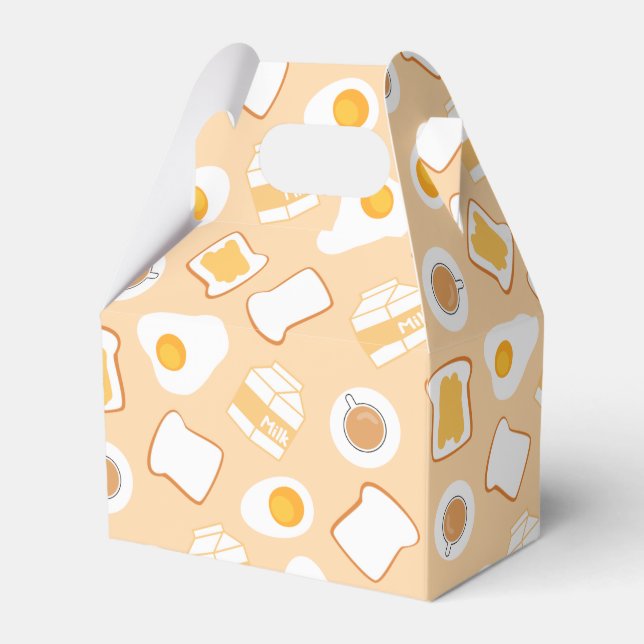 Egg, Bread, Milk, Coffee Breakfast Pattern Favor Box (Front Side)