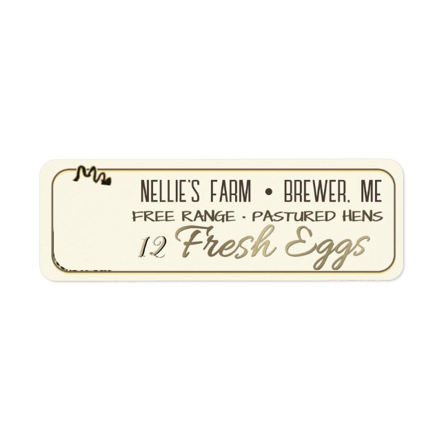 Egg Carton Adresse de retour Étiquette avec poule (Devant)