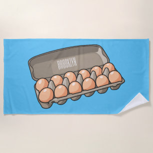 Egg carton cartoon illustration  beach towel