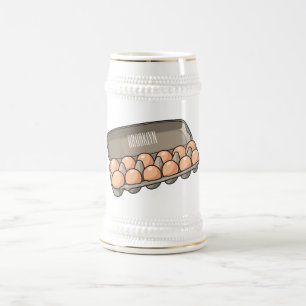 Egg carton cartoon illustration beer stein
