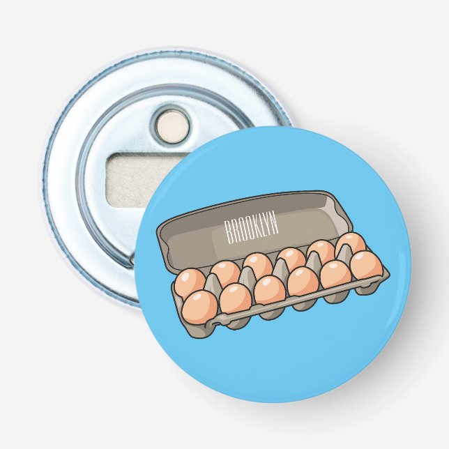 Egg carton cartoon illustration bottle opener (Front)