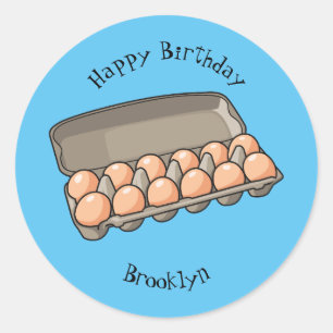 Egg carton cartoon illustration classic round sticker