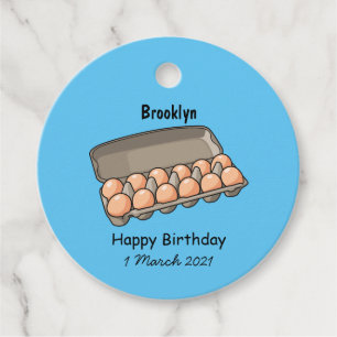 Egg carton cartoon illustration favour tags