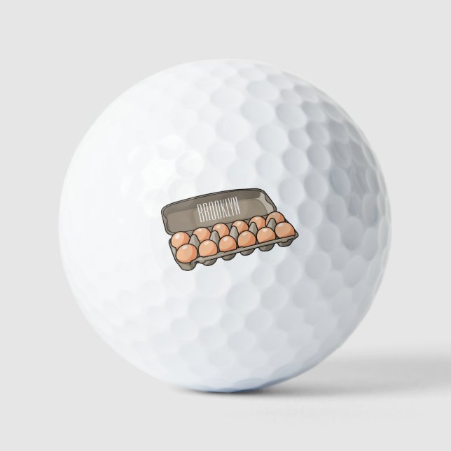 Egg carton cartoon illustration  golf balls (Front)