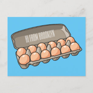 Egg carton cartoon illustration  postcard