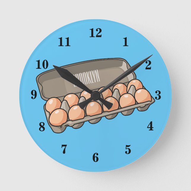 Egg carton cartoon illustration round clock (Front)