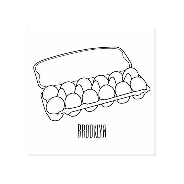 Egg carton cartoon illustration rubber stamp (Imprint)