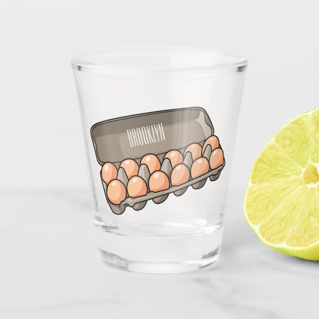 Egg carton cartoon illustration shot glass (Front)