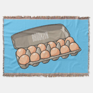 Egg carton cartoon illustration throw blanket