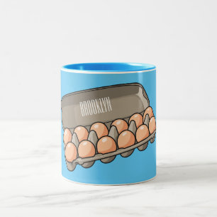 Egg carton cartoon illustration Two-Tone coffee mug